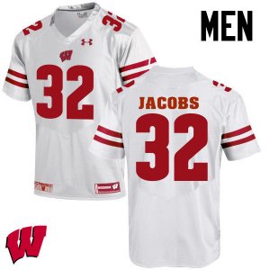 Men's Wisconsin Badgers NCAA #32 Leon Jacobs White Authentic Under Armour Stitched College Football Jersey KH31B17GH